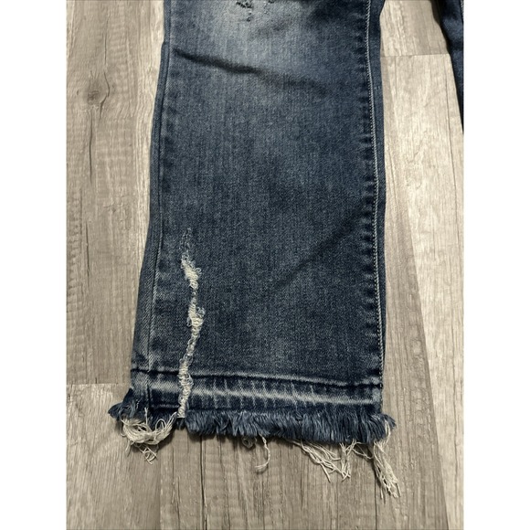 Judy Blue Jean Womens 9/29 Blue Straight Fit Raw Hem Stretch Denim DIstressed - Picture 2 of 13